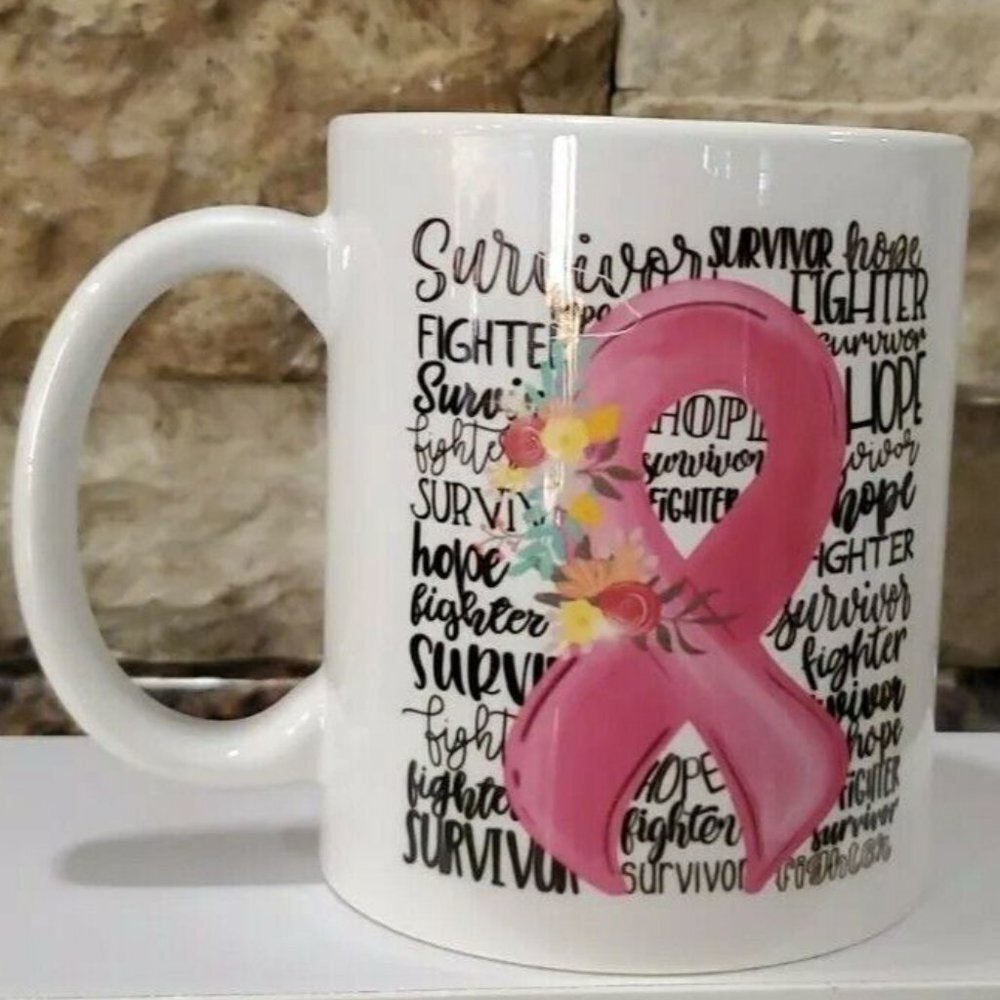 I Am Strong Pink Ribbon Survivor Coffee Mug Coffee Bar, Tea Cup ,Hot Chocolate